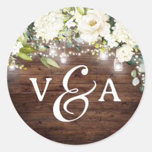 Blumenstreichelächter Monogram-Hochzeitsticker Runder Aufkleber