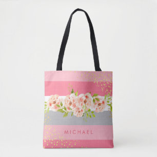 Blumenstreifen Rosa Pfingstrose Ranunculus Faux Go Tasche