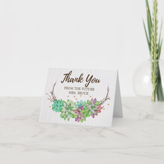 BlumenSucculent danken Ihnen von der zukünftigen Dankeskarte (Vorderseite)