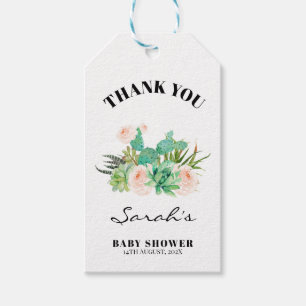Blumensukkulente Cactus Fiesta Babydusche Geschenkanhänger