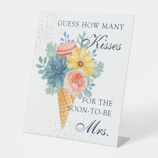 Blumensukkulente Macaron Brautparty Party Game Sockelschild (Vorderseite)