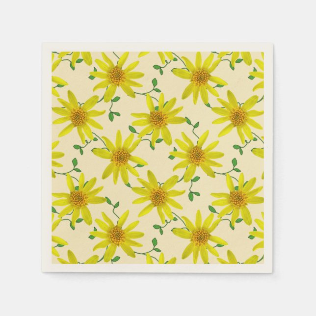 Blumensüße, gelbe Wildblumen in beliebiger Farbe Serviette (Vorderseite)