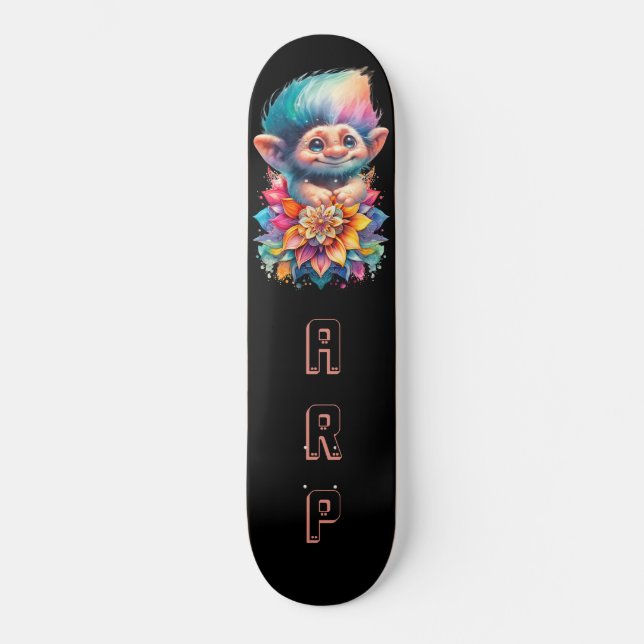 *~* Blumensüße Trommel AP89 Neon Rainbow Initials Skateboard (Vorderseite)