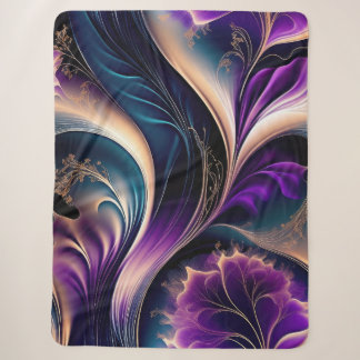 BlumenSymphonie - Tief Lila und Gold Abstrakt Sherpadecke