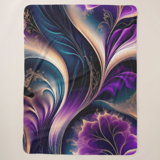 BlumenSymphonie - Tief Lila und Gold Abstrakt Sherpadecke