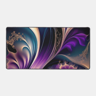 Blumensymphonie - Tiefes Violett - Goldene abstrak Schreibtischunterlage