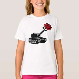 Blumentankrose Anti-Kriegs-Pazifismus T-Shirt
