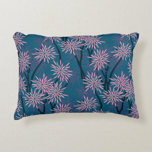 Blumentapete: Asiatisch marineblau, rosa. Dekokissen