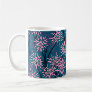 Blumentapete: Asiatisch marineblau, rosa. Kaffeetasse