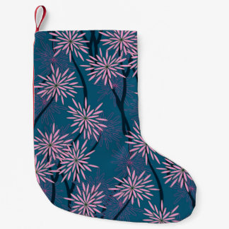 Blumentapete: Asiatisch marineblau, rosa. Kleiner Weihnachtsstrumpf