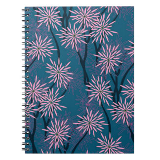 Blumentapete: Asiatisch marineblau, rosa. Notizblock