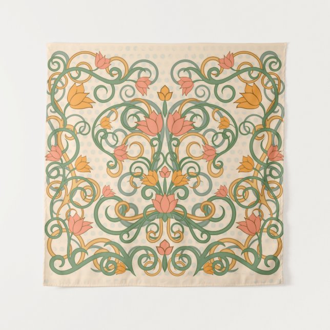 Blumentapete im Jugendstil, Vintag krank Wandteppich (Vorderseite)