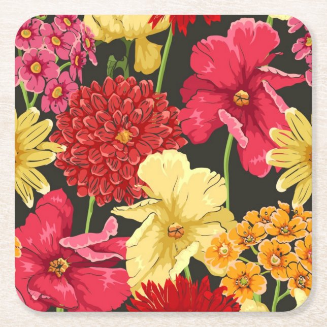 Blumentapete in der Aquarellart Rechteckiger Pappuntersetzer (Vorderseite)