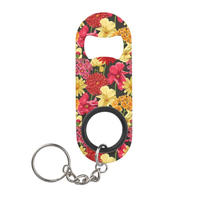 Blumentapete in der Aquarellart Schlüsselanhängerflaschenöffner (Vorderseite)