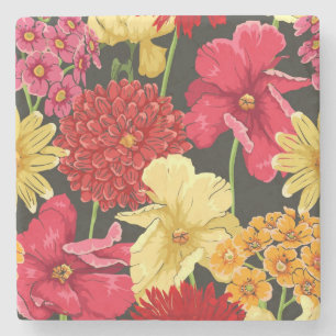 Blumentapete in der Aquarellart Steinuntersetzer