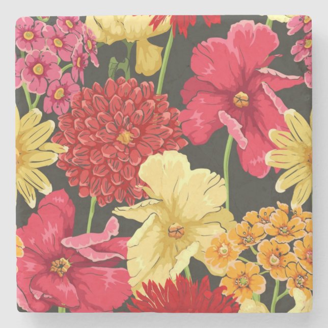 Blumentapete in der Aquarellart Steinuntersetzer (Vorderseite)