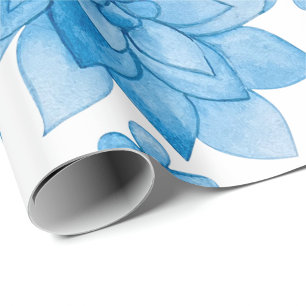 Blumentapete mit blauen Blüten und Blättern  Geschenkpapier