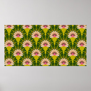 Blumentapete mit stilisierten Lotus-Skalen im Butt Poster