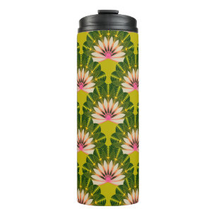 Blumentapete mit stilisierten Lotus-Skalen im Butt Thermosbecher