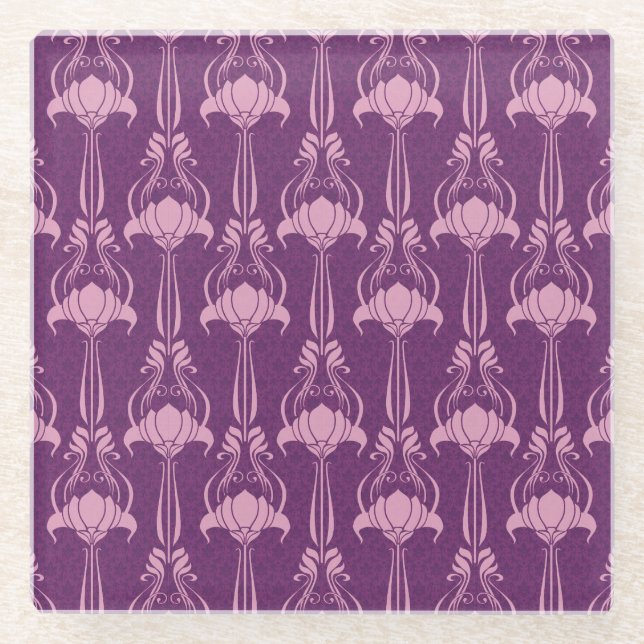 Blumentapete Rosa Violettdesign Glasuntersetzer (Vorderseite)
