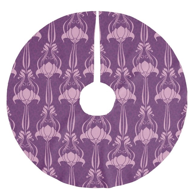 Blumentapete Rosa Violettdesign Polyester Weihnachtsbaumdecke (Vorderseite)