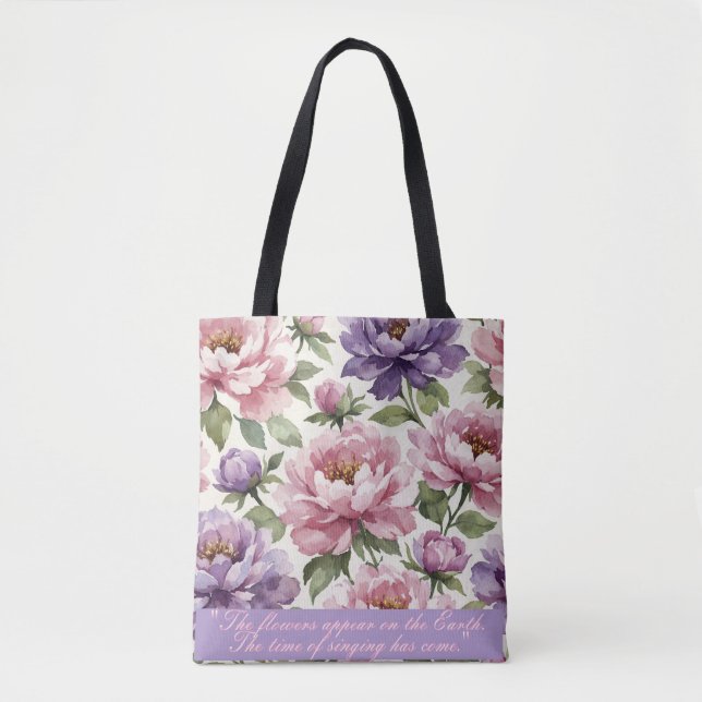 Blumentasche mit Pfingstrosen-Muster und individue Tasche (Vorderseite)