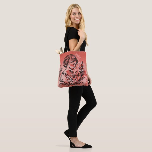 Blumentasche – Mutter-und-Kind-Design Tasche (Am Model)