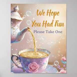 Blumentasse & Teekanne - Pastell Elegante Teeparty Poster