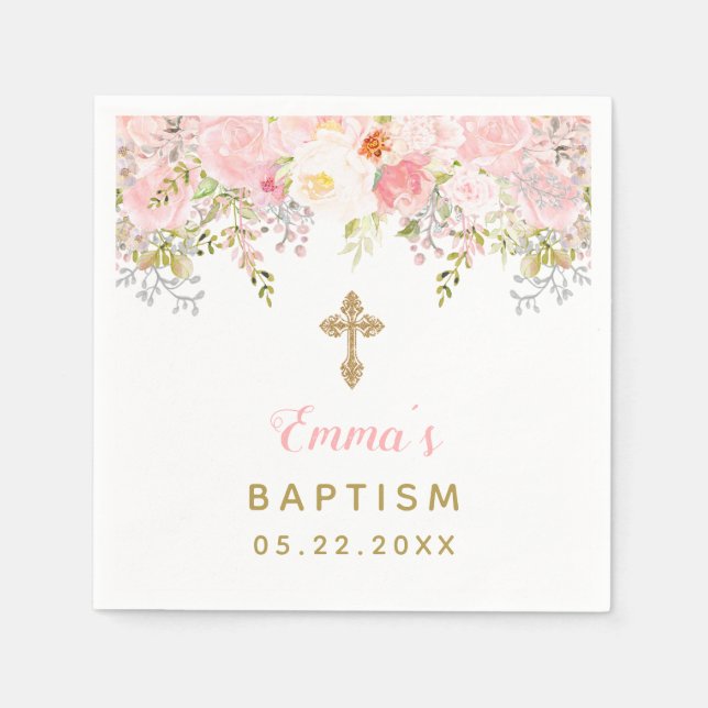 Blumentaufen Personalisiert Napkins Serviette (Vorderseite)