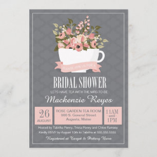 Blumenteacup-Brautparty-Einladung, Tee-Party Einladung