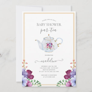 Blumentee Party Babydusche Einladung