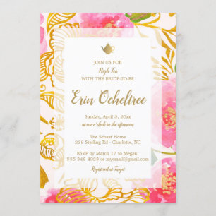 Blumentee Party Bridal Dusche Einladung