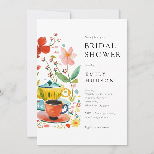 Blumentee Party Bridal Dusche Einladung (Vorderseite)