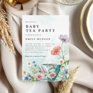 Blumentee Party Kinderdusche Einladung
