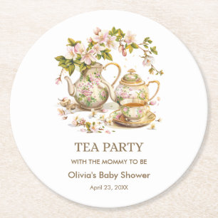 Blumentee-Teekanne Tee Party Teezeit Babyparty  Runder Pappuntersetzer