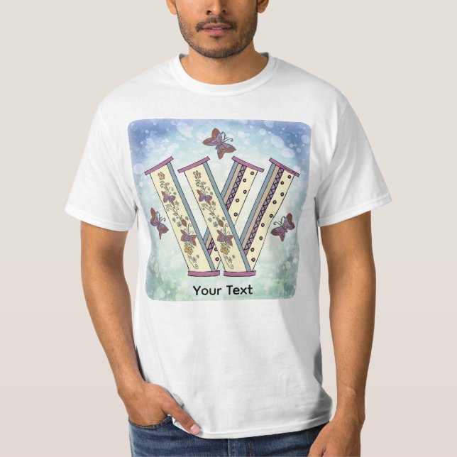 Blumentop Monogramm W T-Shirt (Vorderseite)