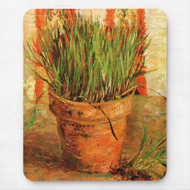 Blumentopf mit Chives (F337) Van Gogh Fine Art Mousepad (Vorne)