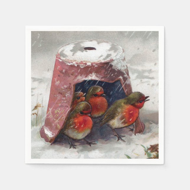 Blumentopf-Schutz für englische Robins Serviette (Vorderseite)