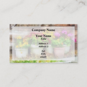 Blumentöpfe mit Herbstblumen Visitenkarte