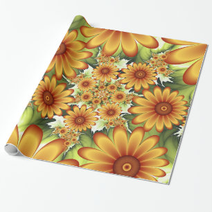 Blumentraum, Moderne Abstrakte Blume Fraktal Kunst Geschenkpapier