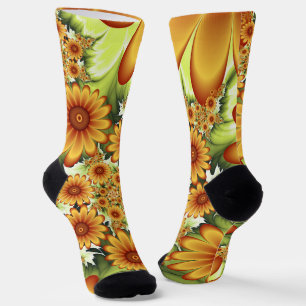 Blumentraum, Moderne Abstrakte Blume Fraktal Kunst Socken