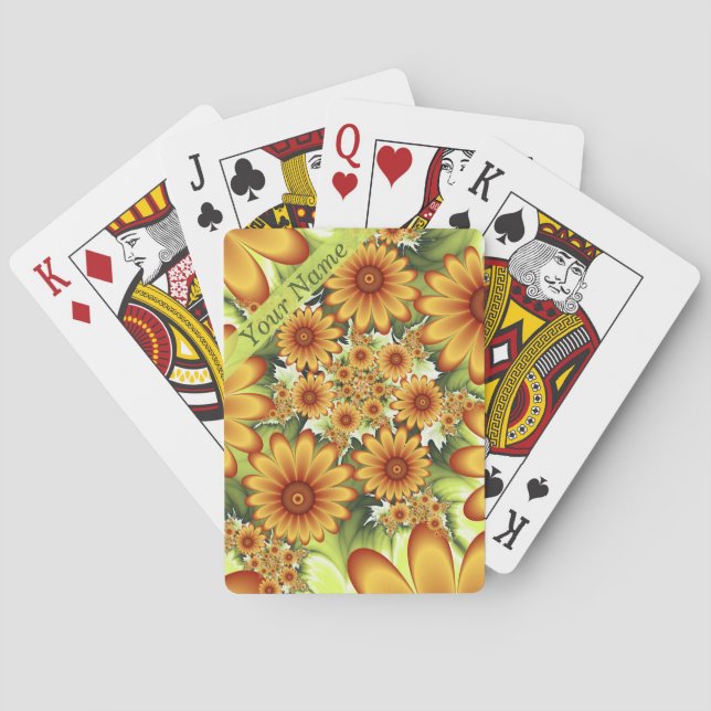 Blumentraum, moderne Abstrakte Blume Fraktal Name Spielkarten (Rückseite)