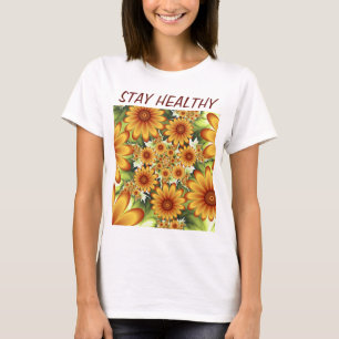 Blumentraum, Moderne Abstrakte Blume Fraktal Text T-Shirt