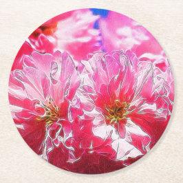 Blumenträume 03 Pink Runder Pappuntersetzer