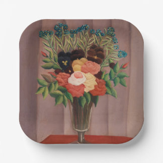 Blumenträume, Bouquet der Blume von Henri Rousseau Pappteller
