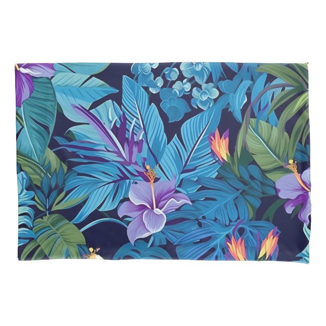 "Blumenträume" - tropisches Blumendesign Kissenbezug (Vorderseite-Links)