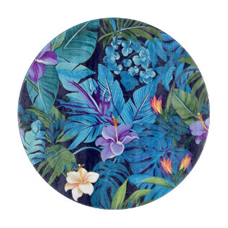 "Blumenträume" - tropisches Blumendesign Schneidebrett