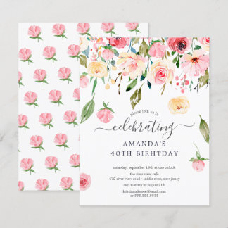 Blumentropfen Rosa Peonies Geburtstagsparty Einlad Einladung