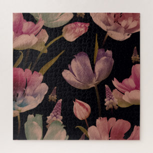 Blumentulpen, Muscari: nahtloses Vintage-Muster