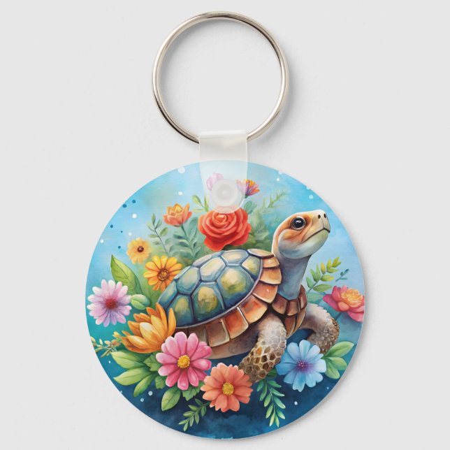 Blumenturtle Schlüsselanhänger (Vorderseite)